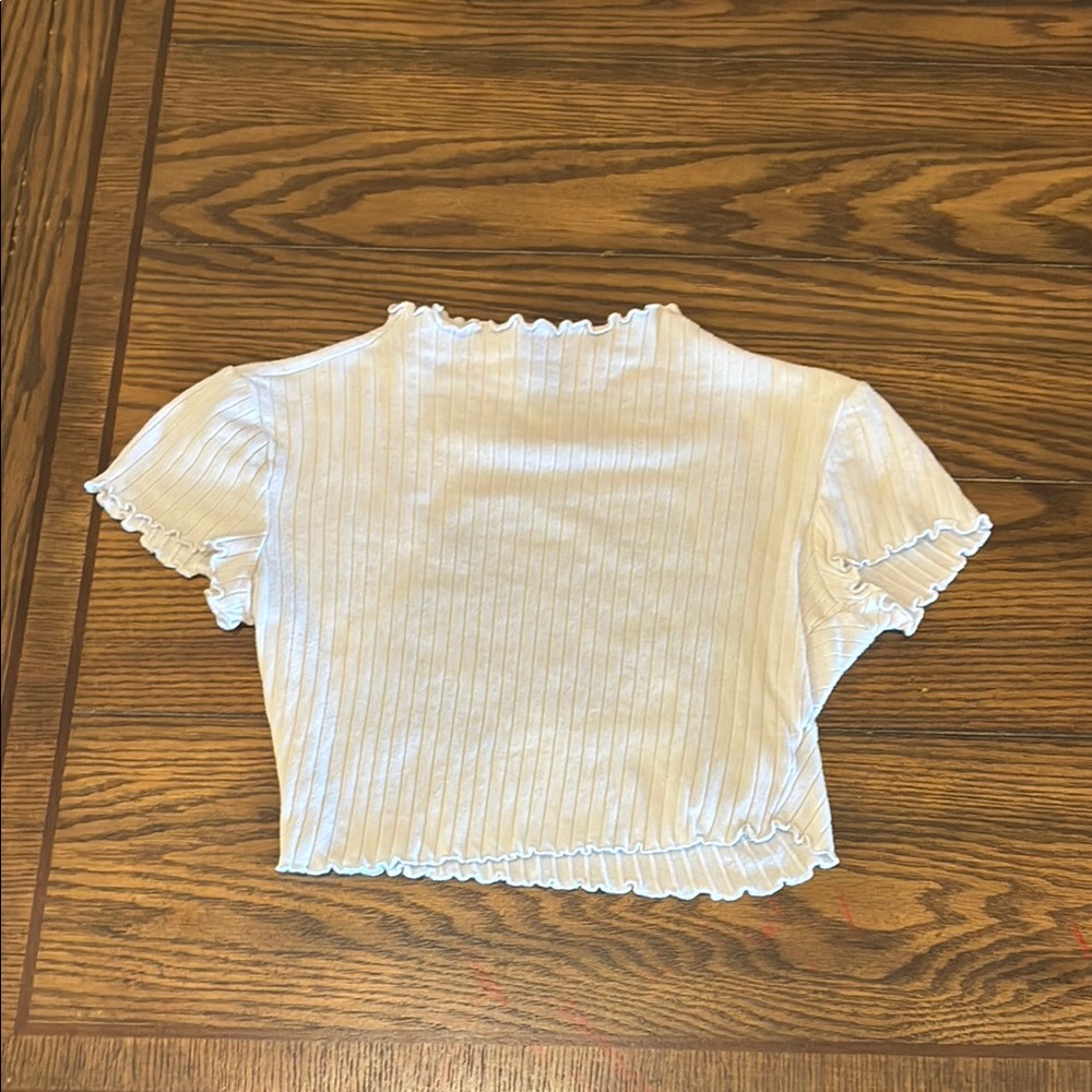 Ribbed Cream Short Sleeve Top